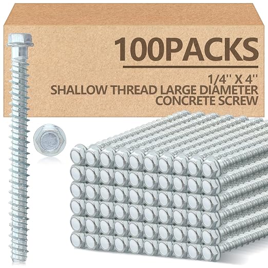 Tandefio 100 Pack 1/4 x 4 Concrete Anchors and Screw Kits Galvanized | Large by Tandefio