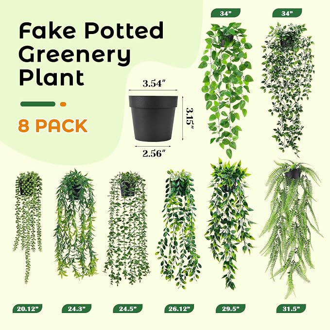 Der Rose 8Pcs Fake Hanging Plants Artificial Vines - Image 3