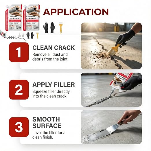 Concrete Crack Filler 2-Pack 2.2LB Grey | Self-Leveling, High Elasticity Cement - Image 5