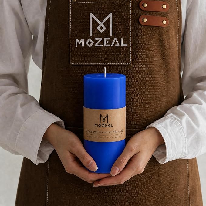 MOZEAL 3" x 6" Hand-Poured Unscented Candle, Dripless Pillar Candle Set of 3 - Image 2