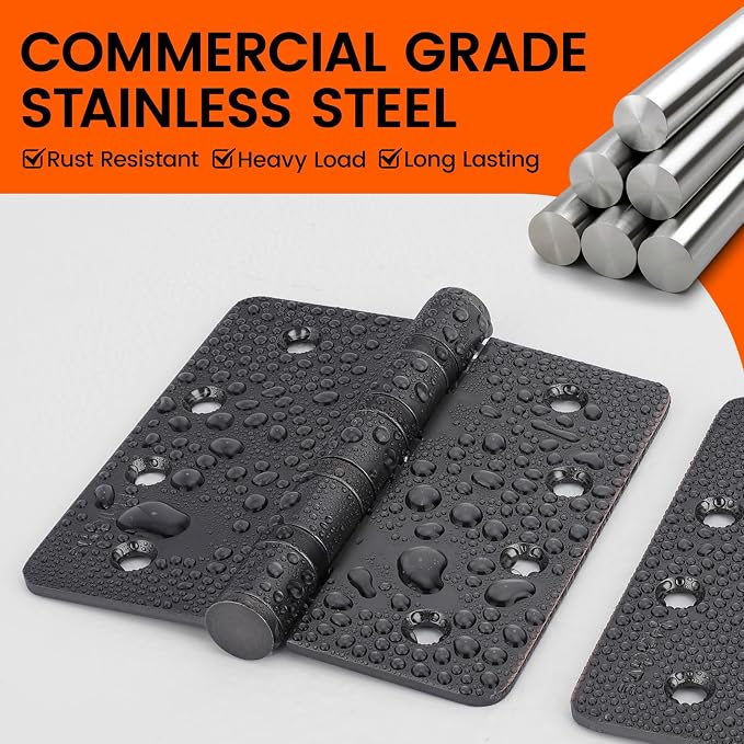 6Pack Haidms Oil Rubbed Bronze Door Hinges Heavy Duty Door Hinges Oil Rubbed - Image 3