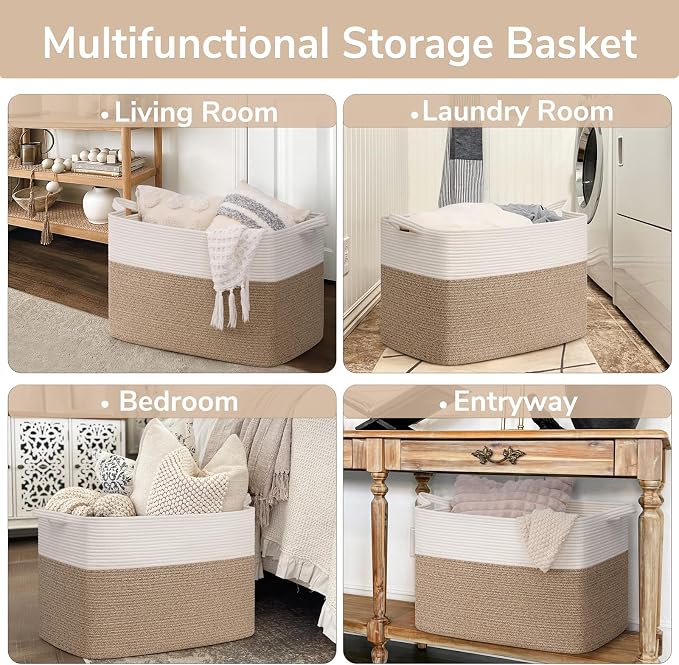 Goodpick 105L Extra Large Woven Rope Blanket Basket, Toys & Pillows, Living - Image 4
