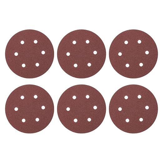 HARFINGTON 25 Pcs 6 Inch Sanding Discs 60 Grit Red Aluminum Oxide 6 Hole | Hook by HARFINGTON