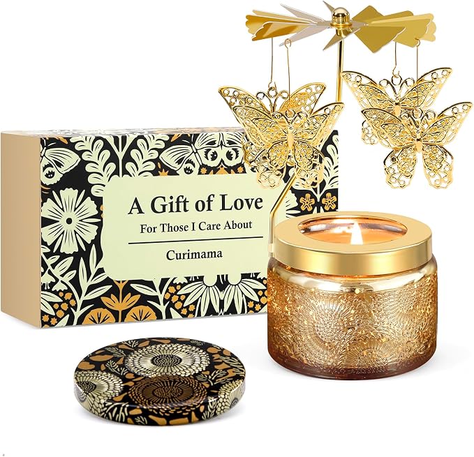 Curimama Rose Butterfly Rotating Scented Candle Gift by Curimama