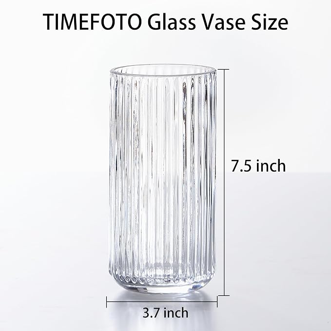 Clear Glass Flower Vase for Pampas Grass, 7.5 inch Medium Decorative - Image 5