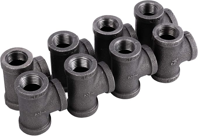 1/2" Tee Fitting, PIPE DECOR Black Malleable Iron Fittings Fit Standard 1/2 - Image 9