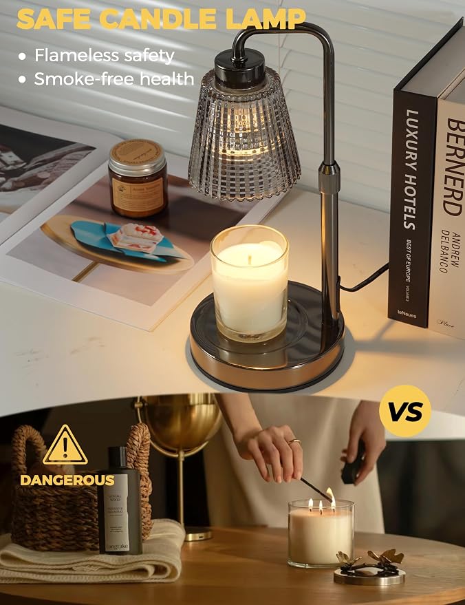 Gray Candle Warmer Lamp with 24h Cycle Timer, Dimmable Wax Melt Warmer | 24h - Image 2