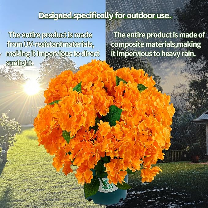 Artificial Topiary for Outdoors -20” Potted Plant Fake Hydrangea Bush-UV - Image 6
