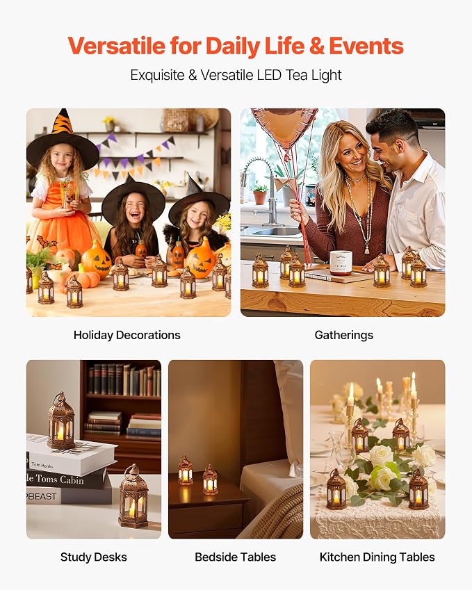 VEVOR 12 Pcs Decorative Candle Lantern, LED Electric Flameless Candle, Plastic - Image 6