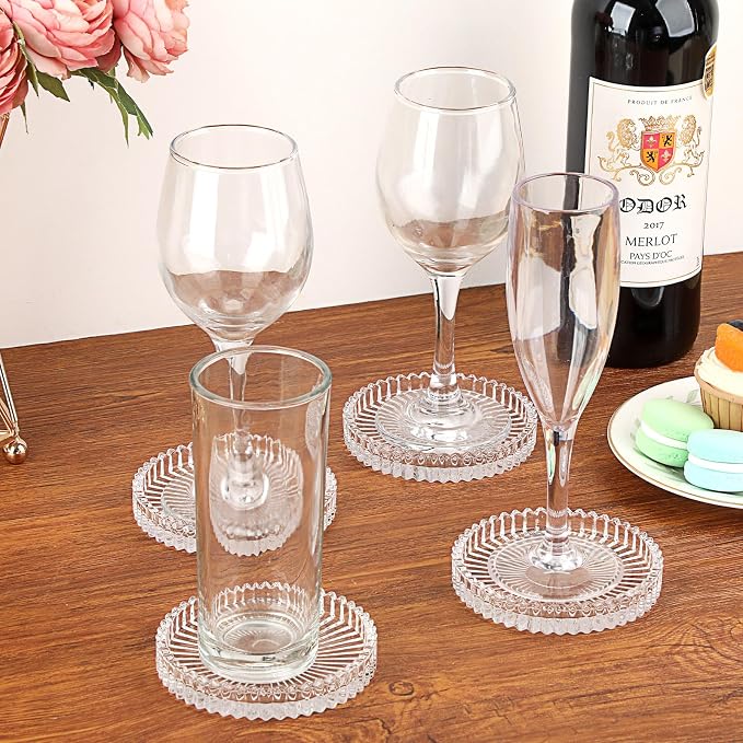 Modern Clear Coaster Set of 5- Glass Coasters - Image 2