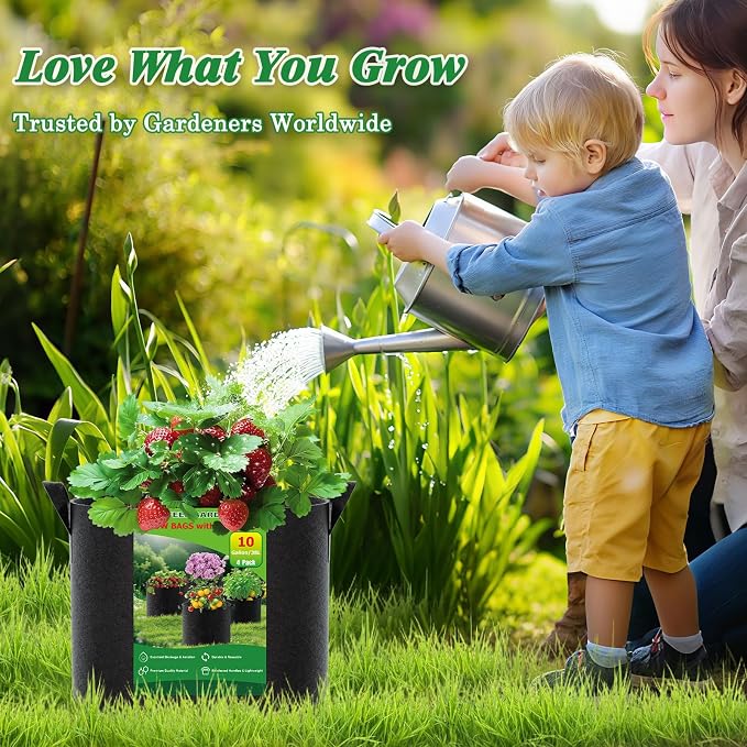 10 Gallon Grow Bags 4 Pack – 300G Thickened Fabric Plant Pots - Image 5