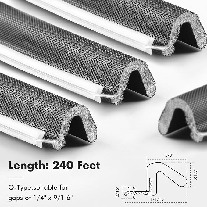 BBTO Weather Stripping Door Window Seal V-Shaped Foam Kerf, 240 Feet, - Image 2
