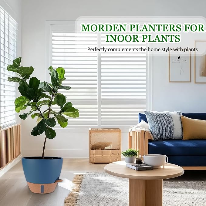 12/10/8 inch Plant Pots, Large Plastic Self Watering Planters | Drainage Holes - Image 2