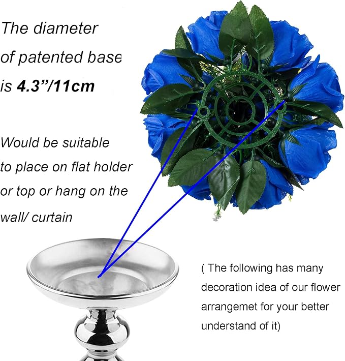BLOSMON Royal Blue Artificial Flowers: 6 Pcs Fake Roses Flower Ball Centerpieces - Image 5