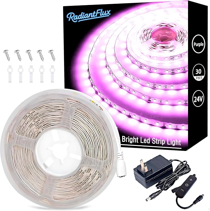 RadiantFlux Purple Light Strip, 30Ft Flexible LED Purple Light by RadiantFlux