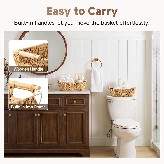 StorageWorks Small Storage Basket, Seagrass Woven Basket - Image 4