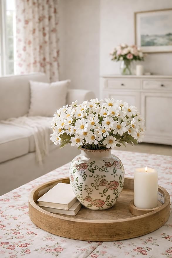 SIDUCAL Ceramic Vintage Vase, 5.83 Inch Retro Ice Cracked Chinoiserie Floral - Image 5