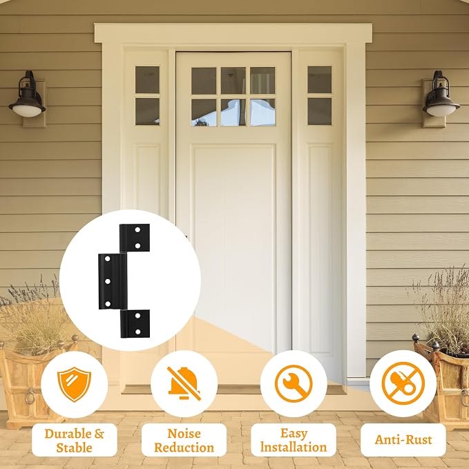 Matte Black Screen Door Hinges, 1/8 Inch Grooved Center | Storm Door Hinge - Image 4