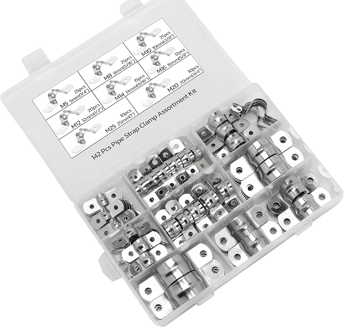 142 PCS 304 Stainless Steel Rigid Pipe Strap Two Hole Cable Strap u Bracket - Image 2