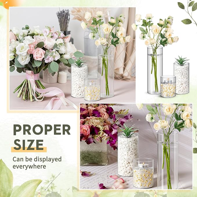 Nuogo 12 Pcs Plastic Cylinder Vases Tall Plastic Flower Vases - Image 5