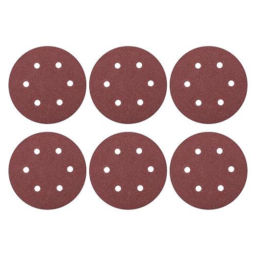HARFINGTON 25 Pcs 6 Inch Sanding Discs 40 Grit Red Aluminum Oxide 6 Hole | Hook by HARFINGTON