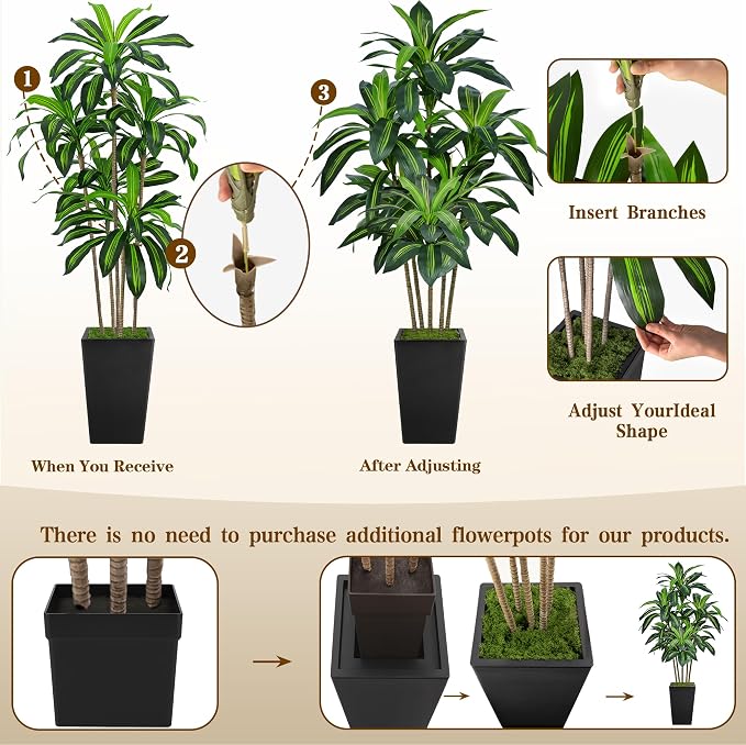 Flydeer 6FT Artificial Dracaena Tree - Image 3