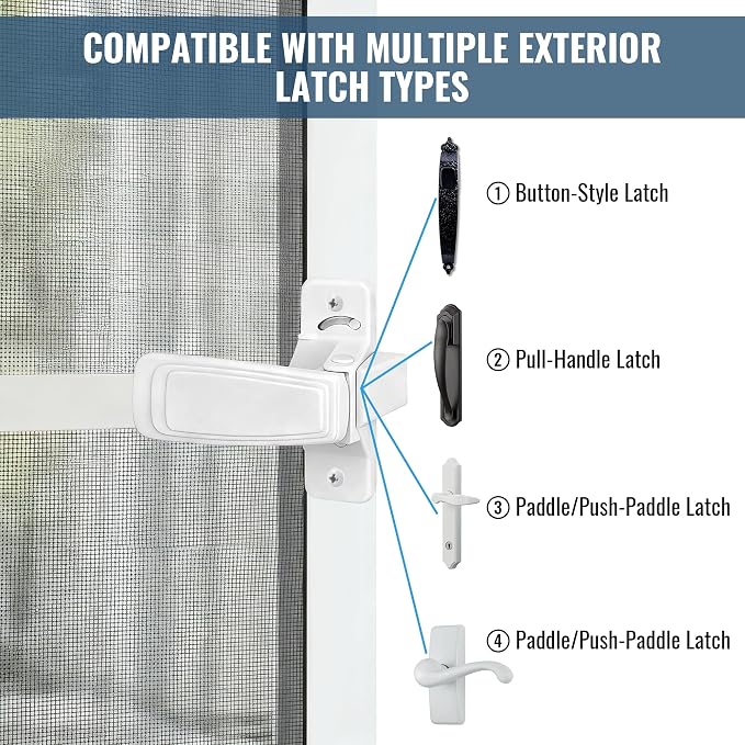 Screen Door Latch Replacement Kit | Replacement Door Handle Hardware, Easy - Image 2