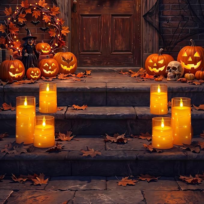 Homemory Halloween Flameless Candles, Fall Decor | Acrylic Flickering Battery - Image 4