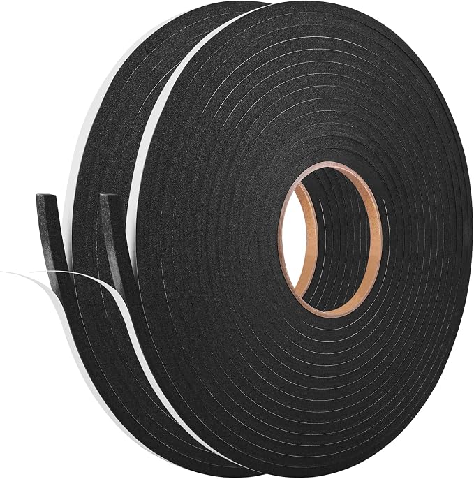 Kikerike Self Adhesive Foam Tape Weatherstrip 1/4In x 1/4In x 50Ft High Density by Kikerike