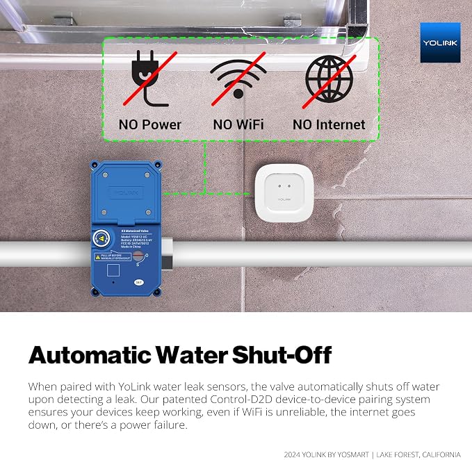 NSF Certified YoLink Leak Protection Kit, D2D Offline Auto Shutoff, LoRa - Image 4