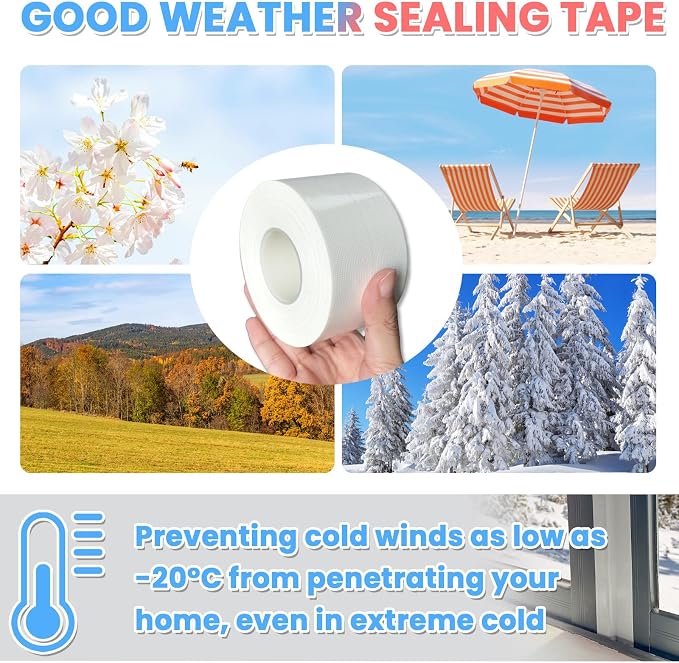 White Window Weather Sealing Tape, Window Draft Isolation Sealing Film Tape - Image 5