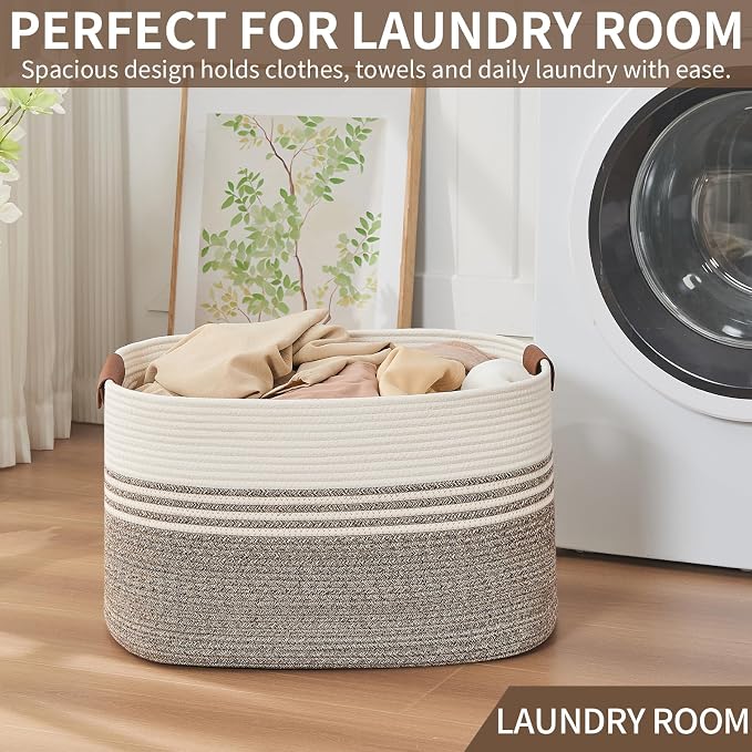 Laundry Hamper with Handles, 72L Rope Laundry Basket, toys and laundry in - Image 5