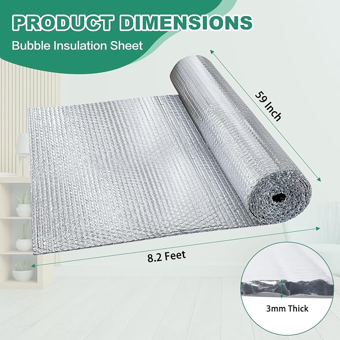FONUNO Bubble Insulation Sheet, Reflective Insulation Roll, 59IN X 8.2FT | - Image 5