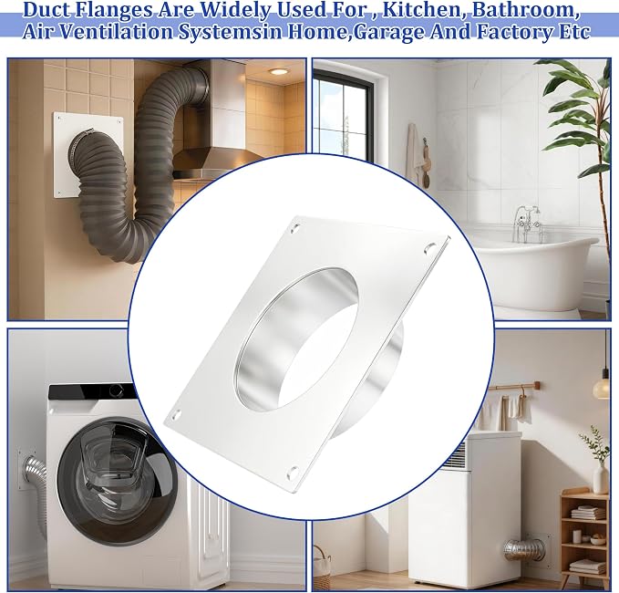 4 Inch Duct Connector Flange, Galvanized Steel Dryer Vent Connector - Image 4