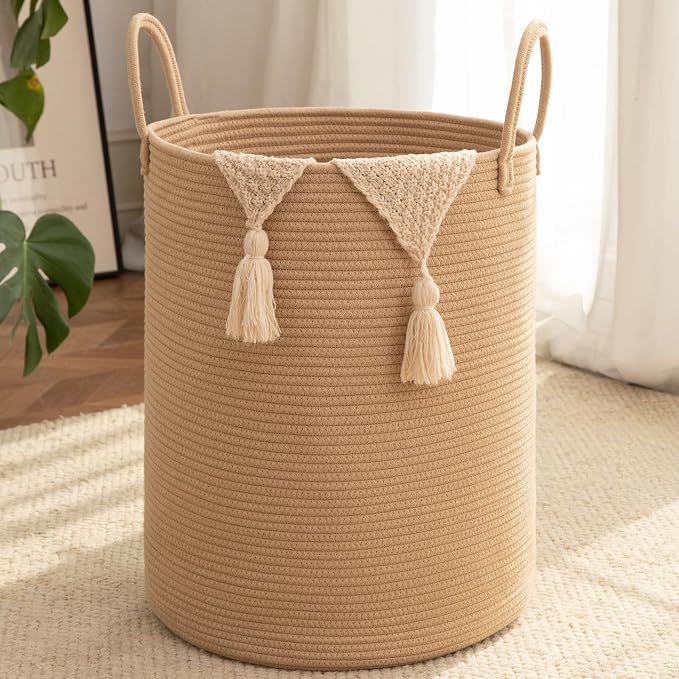 OIAHOMY 60L Nursery Hamper Laundry Basket Laundry Hamper Yellow | collapsible by MasterofSpaceOptimization