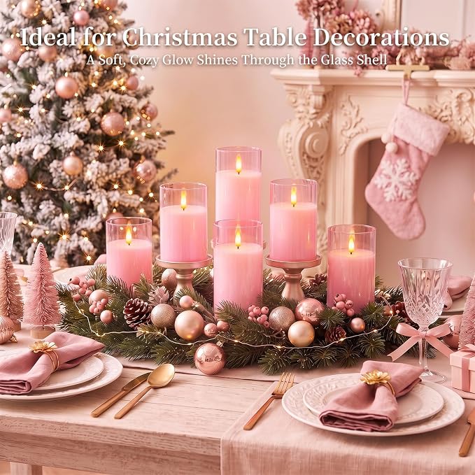 Amagic Pink Glass Flameless LED Candles Battery Operated - Image 2