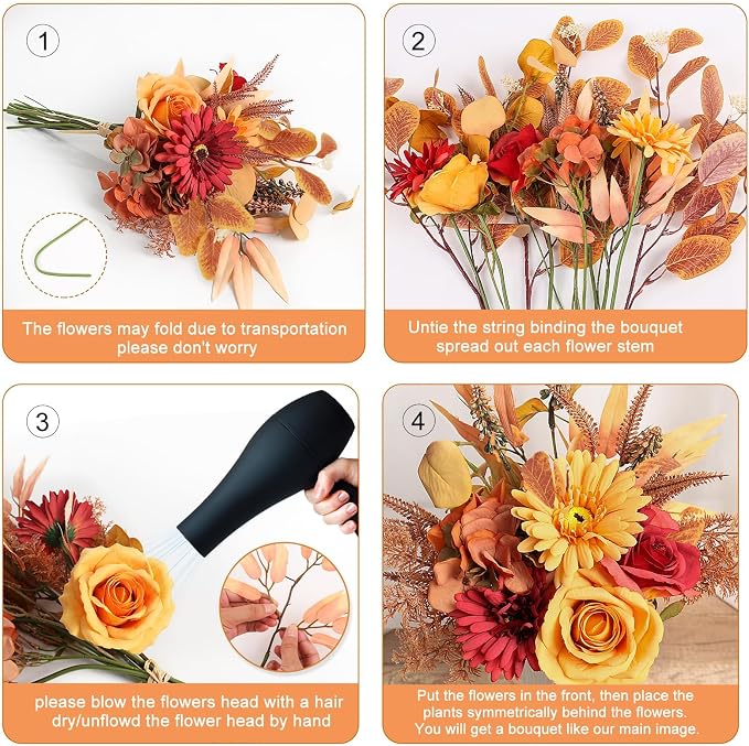 2 Pcs Artificial Fall Flowers Bouquet - Image 6