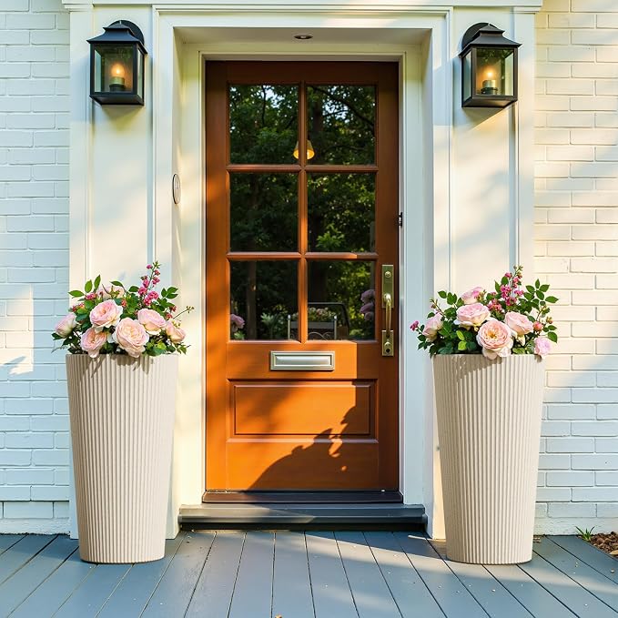 24" Tall Planters for Outdoor Plants Set of 2 - Image 6