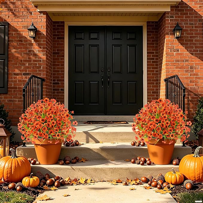 Grooy 2 Pack Artificial Fall Yellow Flower Topiary Balls - Image 2