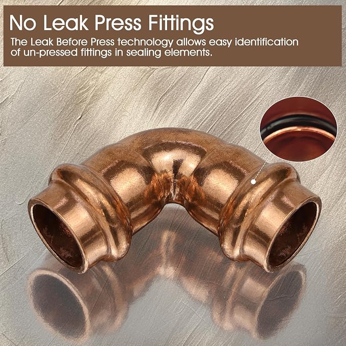 Copper Press Fittings 3/4 inch Kit w/ 6pk 3/4" Copper Coupling&6pk 90 Elbow | - Image 4