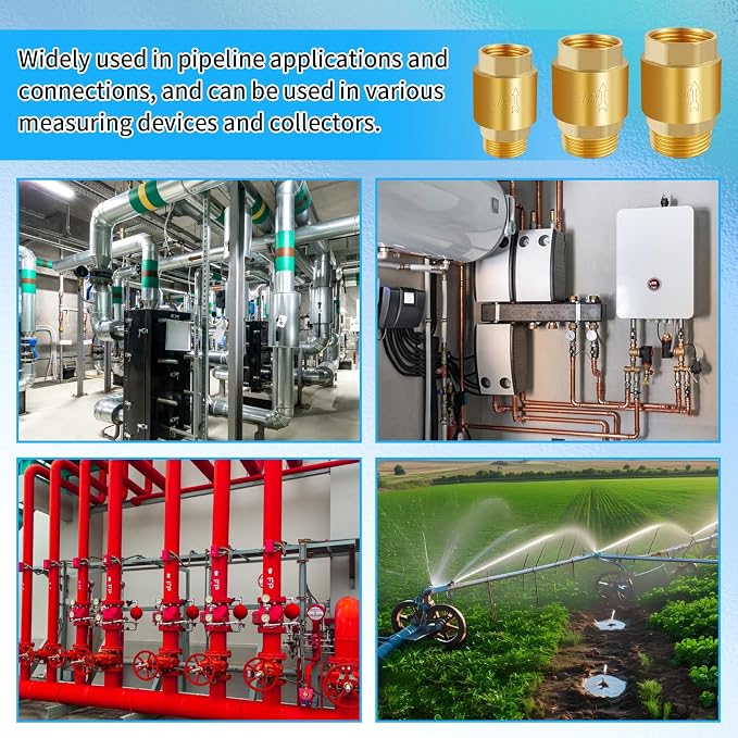 2Pcs 1in NPT Spring Check Valve, Brass Non Return One Way Check Valve, Vertical - Image 9