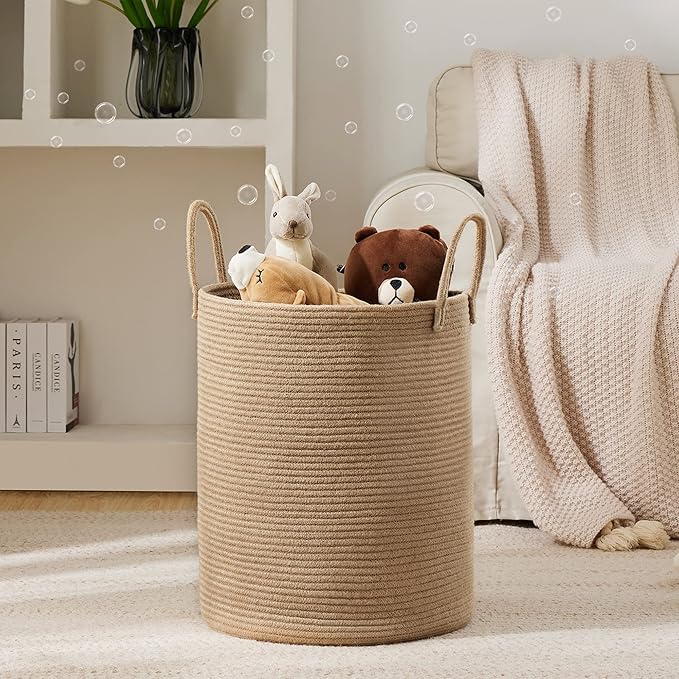 YOUDENOVA Jute Rope Laundry Hamper Basket, 58L Blanket Basket - Image 2
