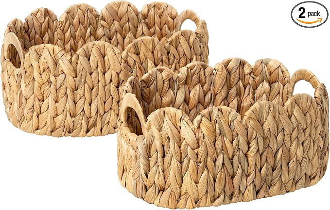 StorageWorks Scalloped Wicker Basket, Woven Baskets by StorageWorks