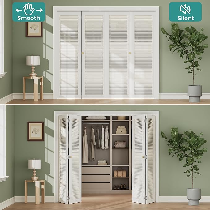 Closet Bifold Door Hardware & 48 Inch Track, 4 ft Bi Folding Door Rail Kit | - Image 2