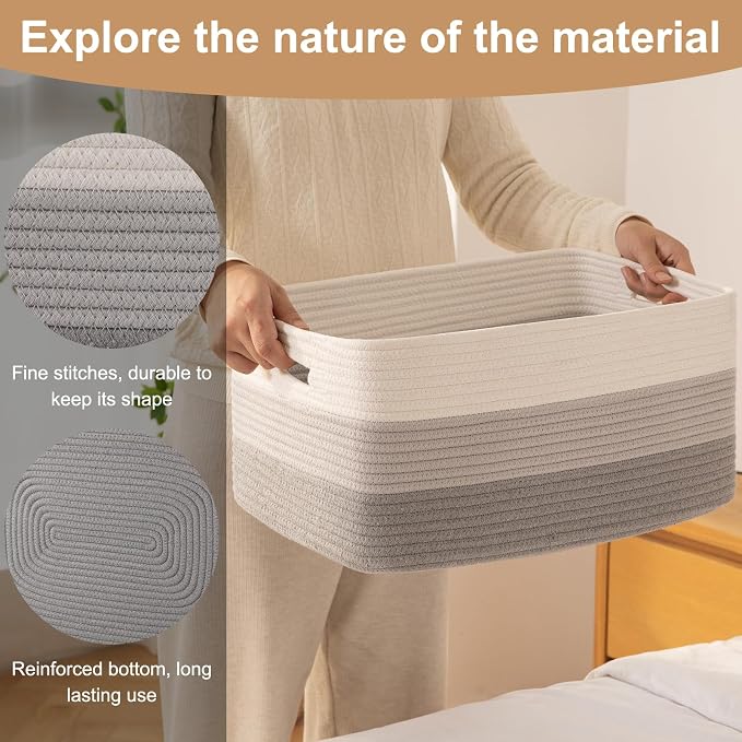 OIASKET Large Storage Basket for Organizing, Woven Rope Basket for Shelves - Image 7