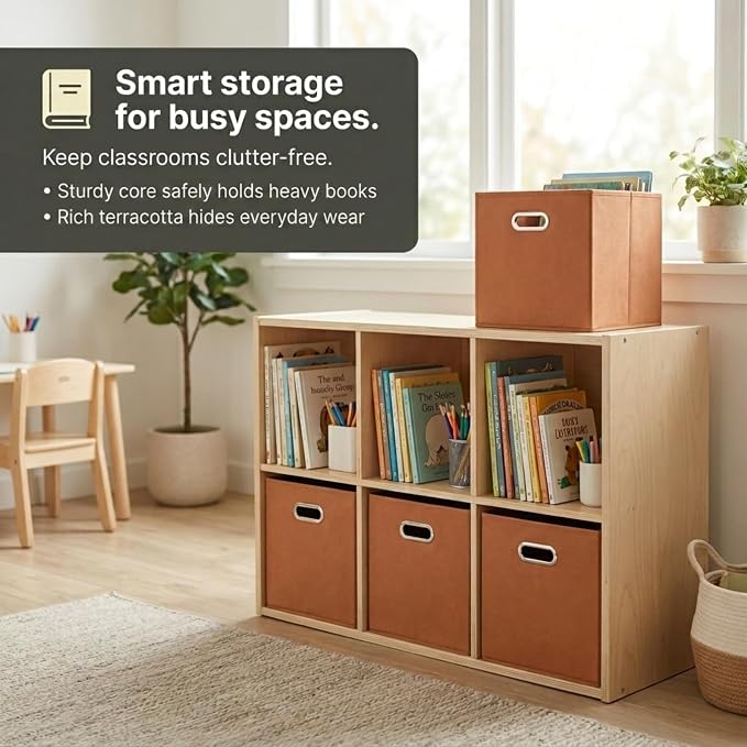 Household Essentials Fabric Storage Bins 6 Piece Set, Terracotta Color - Image 10
