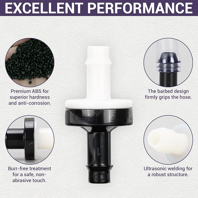 1/4" One Way Inline Check Valve Plug-in Barb Non Return Valve ABS Plastic Water - Image 5