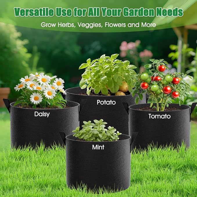 5 Gallon Grow Bags 8 Pack – 300G Thickened Fabric Plant Pots - Image 5
