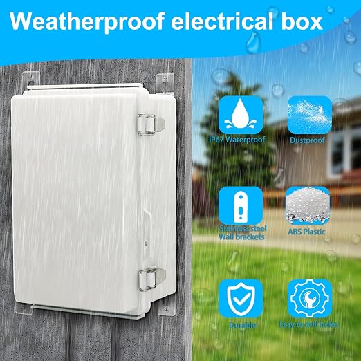 Waterproof Electrical Box, IP67 Junction Box Stainless Steel Latch Hinged Grey - Image 2