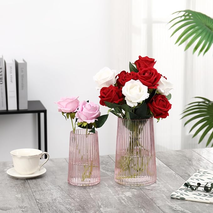 Ribbed Flower Vases Set of 2, Flower Vase - Image 4